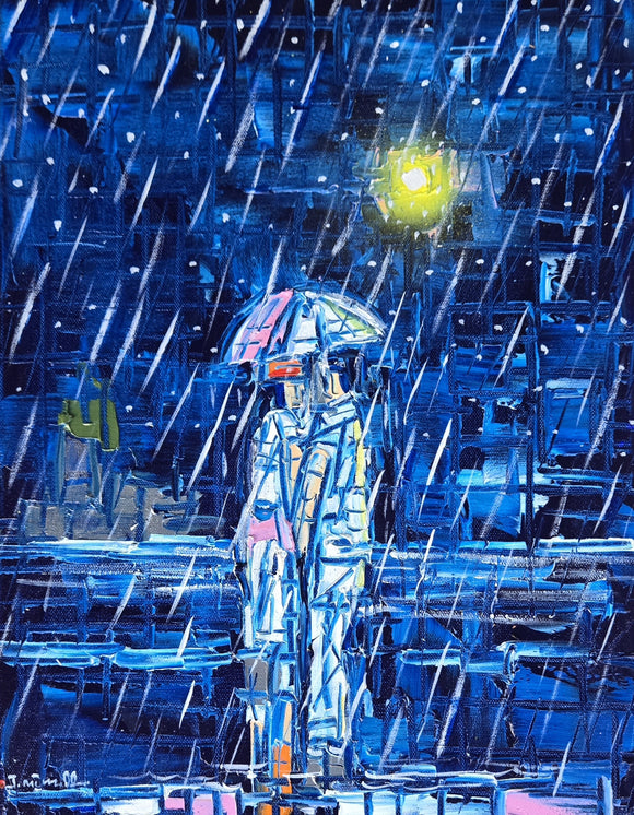 LOVE RAIN  ▪OILS ▪14X16x1.5 ▪TEXTURED