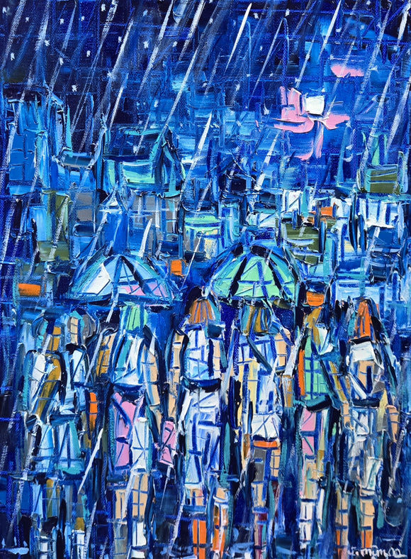 MIDNIGHT RAIN  ▪OILS ▪14X16X1.5  ▪TEXTURED