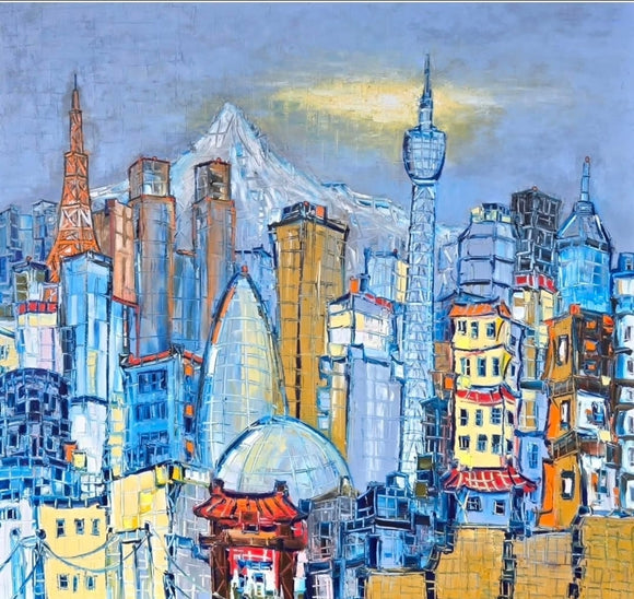 Toyko skyline - 48x48 - painting