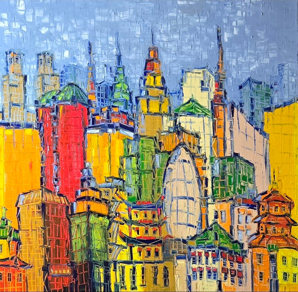 GLOBAL CITY   ▪︎48X48X1.5  ▪OILS ▪︎TEXTURED