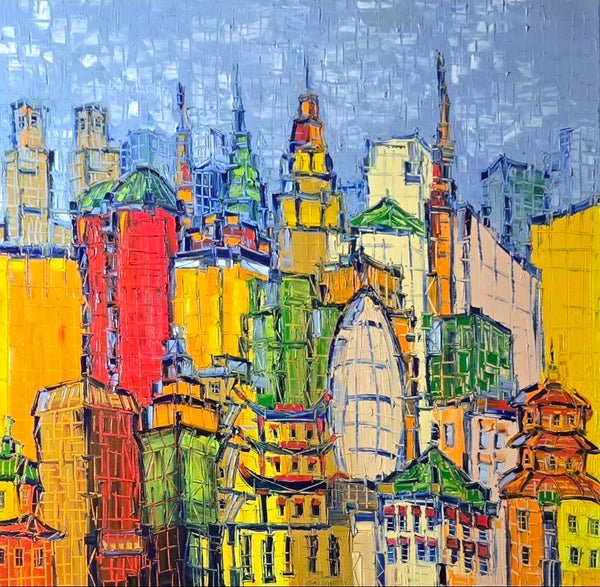 GLOBAL CITY   ▪︎48X48X1.5  ▪OILS ▪︎TEXTURED