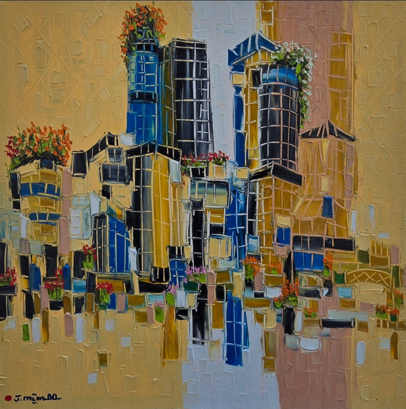 CALICO TOWERS  ▪︎36X36X1.5  ▪︎OILS ▪︎TEXTURED