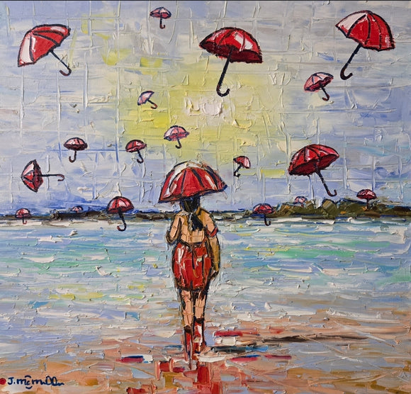 UMBRELLA REIGN ▪OILS  ▪20X20X1.5 ▪TEXTURED