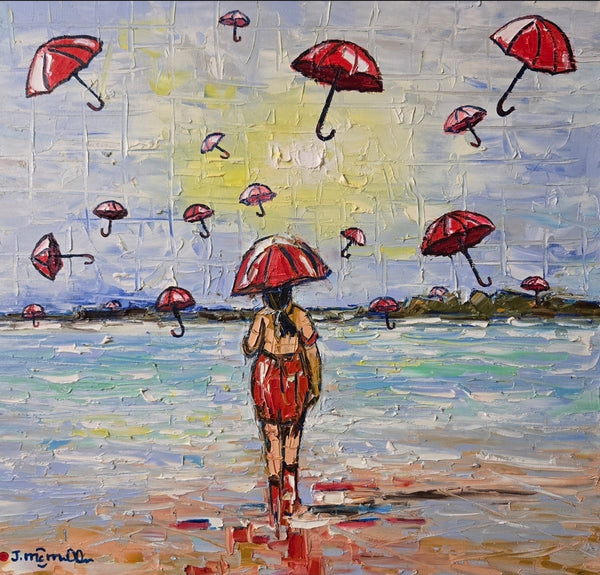 UMBRELLA REIGN ▪OILS  ▪20X20X1.5 ▪TEXTURED