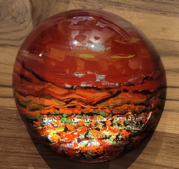 RED SKIES GLASS PAPERWEIGHT