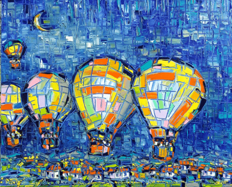 Joachim McMillan "BALLOON RIDE"  ▪24X30X2  ▪OILS  ▪︎TEXTURED ▪︎FRAMED