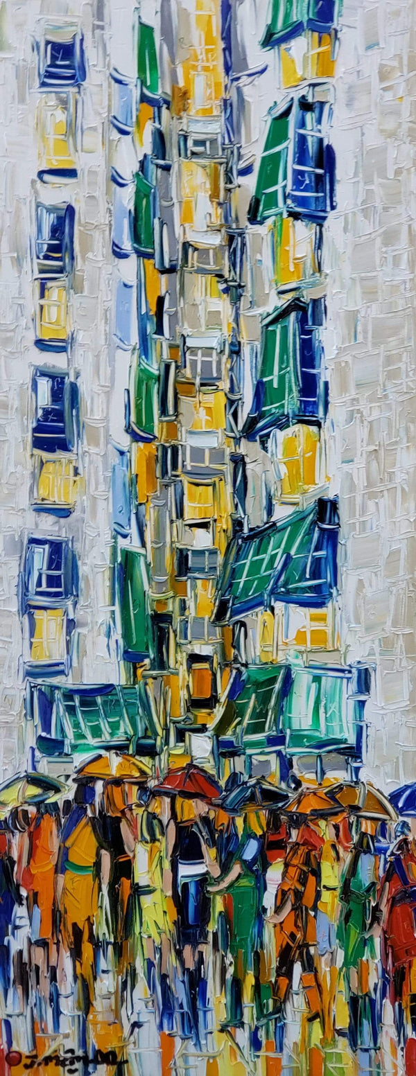 Joachim McMillan "COIN STREET" ▪︎16X40X2 ▪︎OILS ▪︎TEXTURED  ▪︎FRAMED