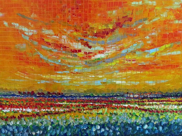 Joachim McMillan "SUNSET FIELDS" ▪36X48X2 ▪OILS ▪︎TEXTURED ▪︎FRAMED